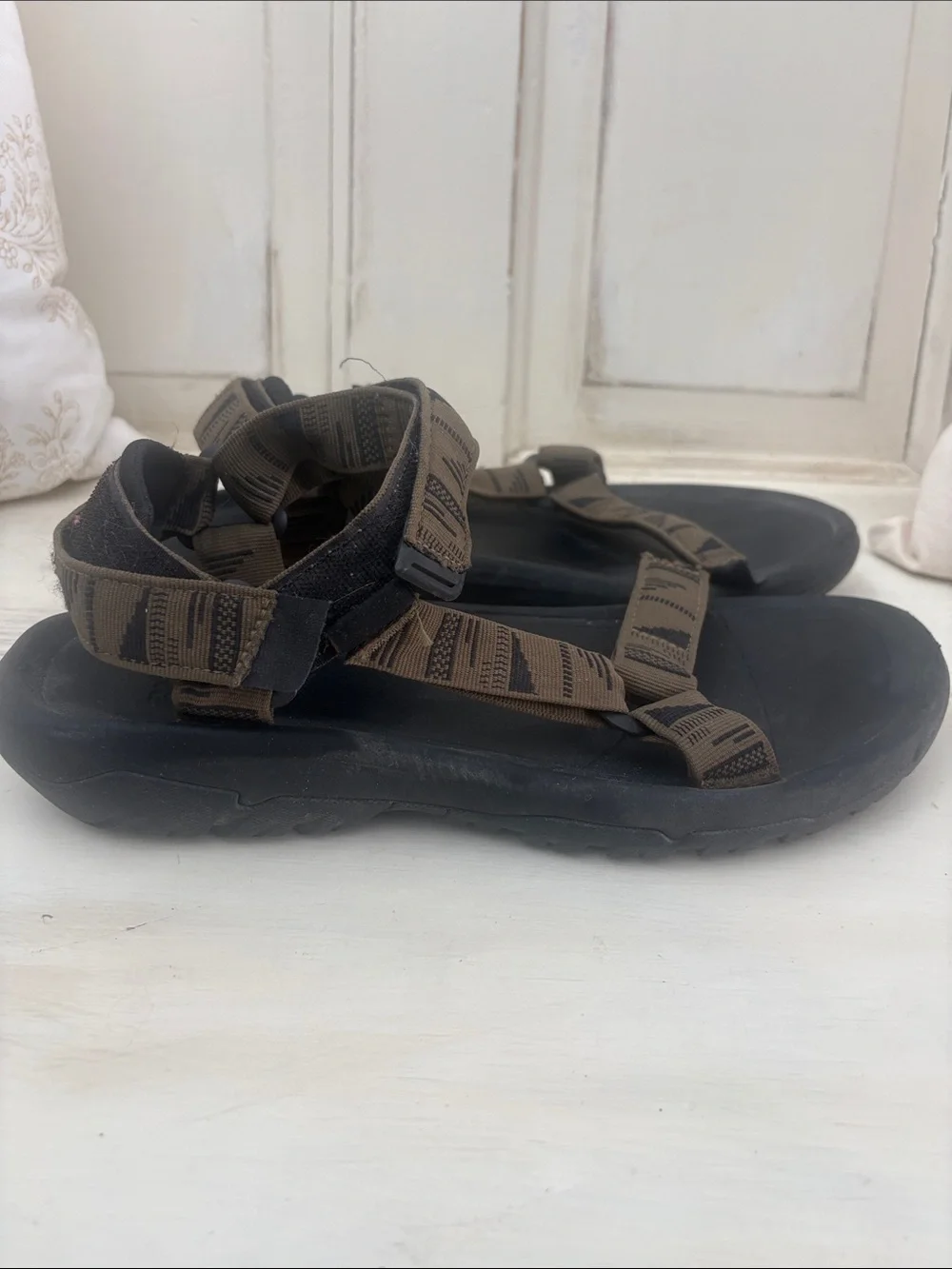 Teva Men's Brown and Black Adjustable Strap Sandals